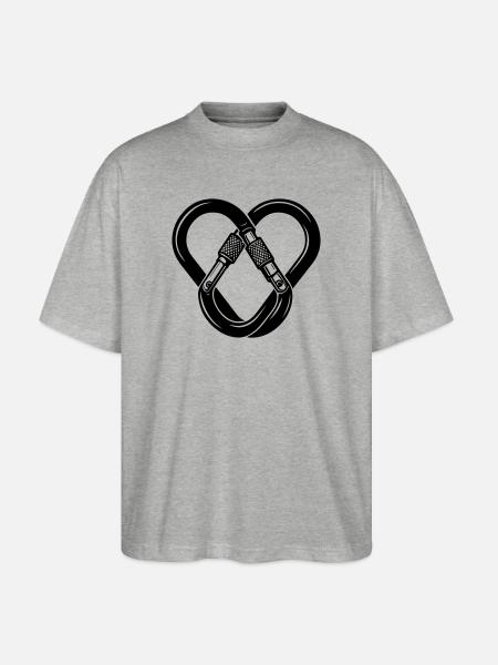 Karabiner-Herz – Liebe zum Klettern - Stanley/Stella Oversized Unisex Bio T-Shirt Blaster 2.0 - Grau meliert