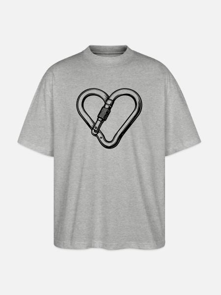 Heart carabiner – pure climbing love - Stanley/Stella Oversized Unisex Organic T-shirt Blaster 2.0 - heather grey
