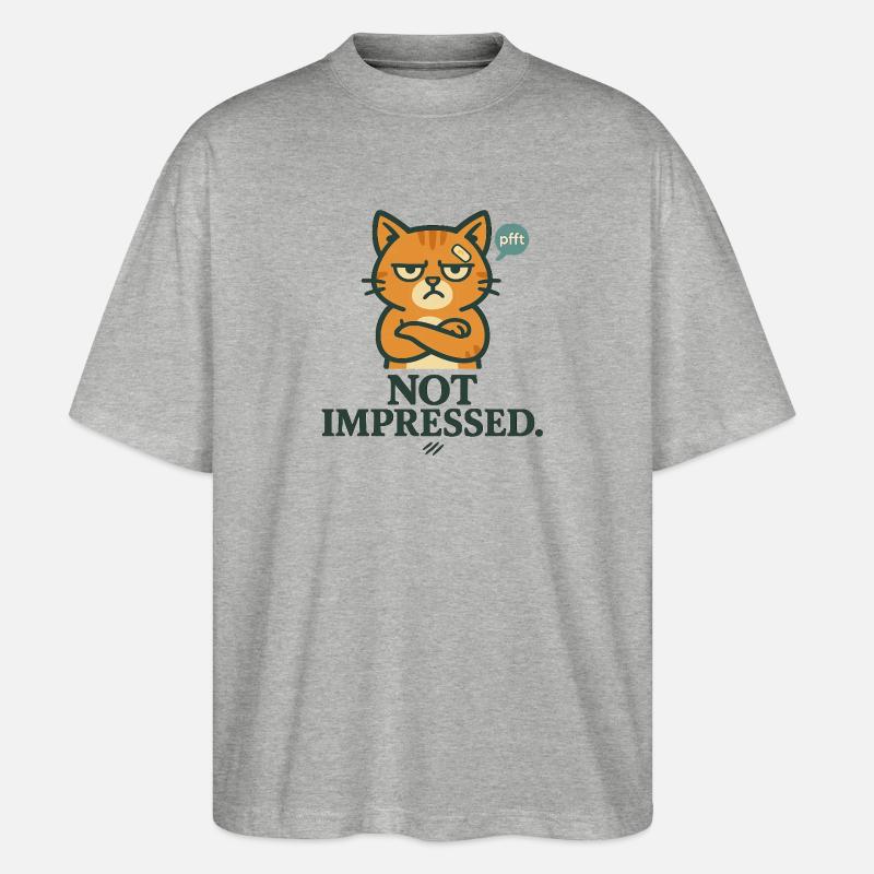 Not Impressed – Grumpy-Katze - Stanley/Stella Oversized Unisex Bio T-Shirt Blaster 2.0 - Grau meliert