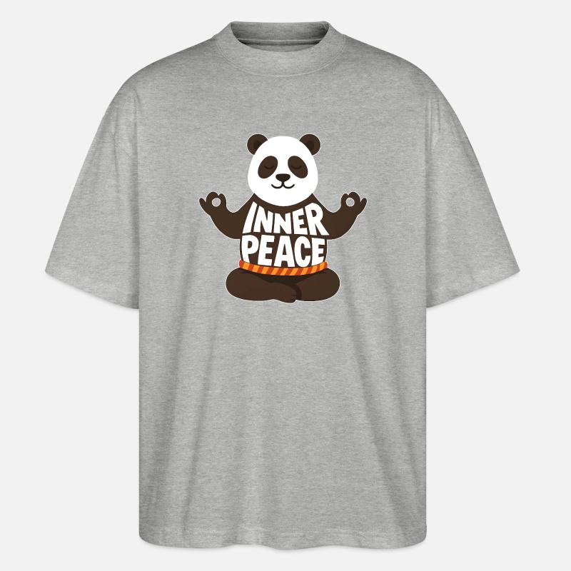 Meditierender Panda - Inner Peace - Stanley/Stella Oversized Unisex Bio T-Shirt Blaster 2.0 - Grau meliert