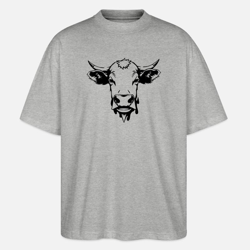 Kuh schwarz Kuhkopf Geschenk - Stanley/Stella Oversized Unisex Bio T-Shirt Blaster 2.0 - Grau meliert