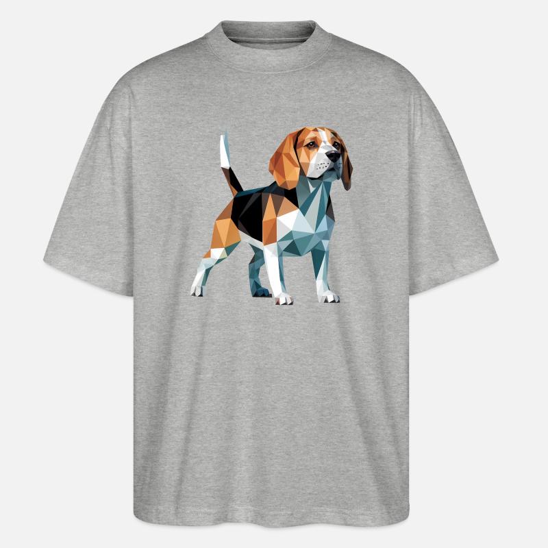Bulldog - Cooles Low Poly Logo - Stanley/Stella Oversized Unisex Bio T-Shirt Blaster 2.0 - Grau meliert