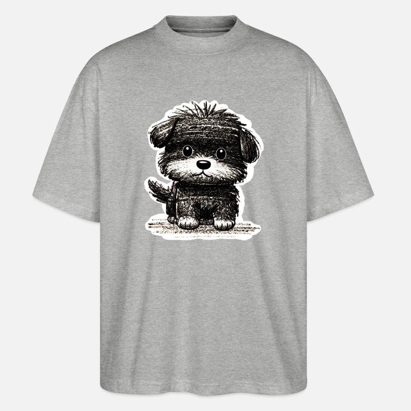 Wuscheliges Hündchen (Grau) - Stanley/Stella Oversized Unisex Bio T-Shirt Blaster 2.0 - Grau meliert