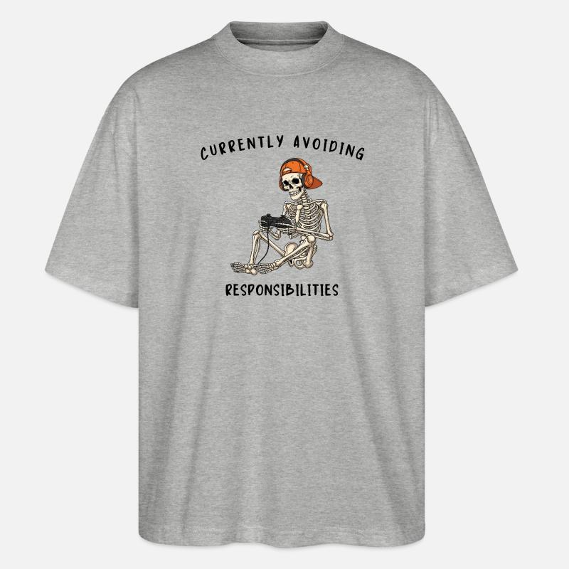 Skeleton Gaming Avoiding Responsibilities - Stanley/Stella Oversized Unisex Bio T-Shirt Blaster 2.0 - Grau meliert