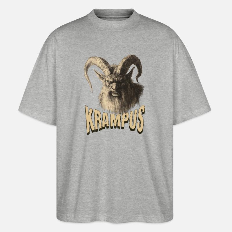 Krampus – Traditionelles Alpen-Design - Stanley/Stella Oversized Unisex Bio T-Shirt Blaster 2.0 - Grau meliert