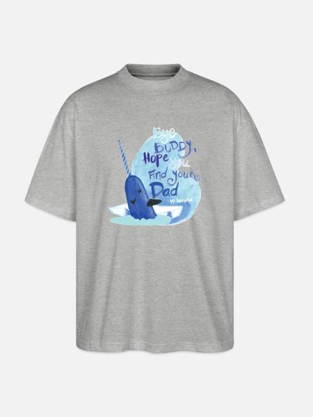 Kammerat til julealfen – Hr. Narwahl med Saying - Stanley/Stella Oversize Unisex Øko T-shirt Blaster 2.0 - grå meleret