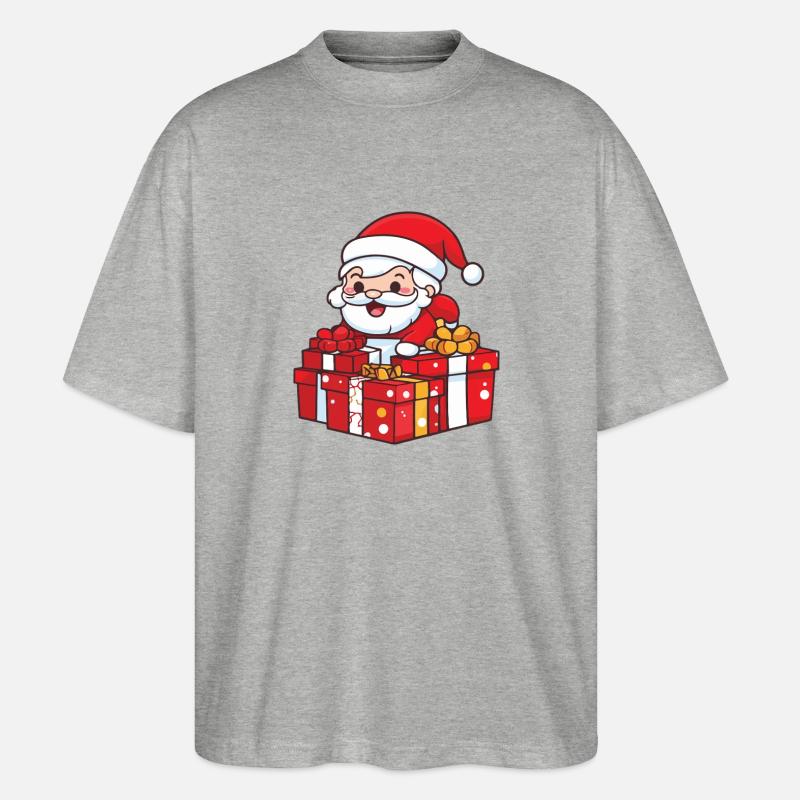 Weihnachtsmann Geschenke Comic Weihnachten - Stanley/Stella Oversized Unisex Bio T-Shirt Blaster 2.0 - Grau meliert
