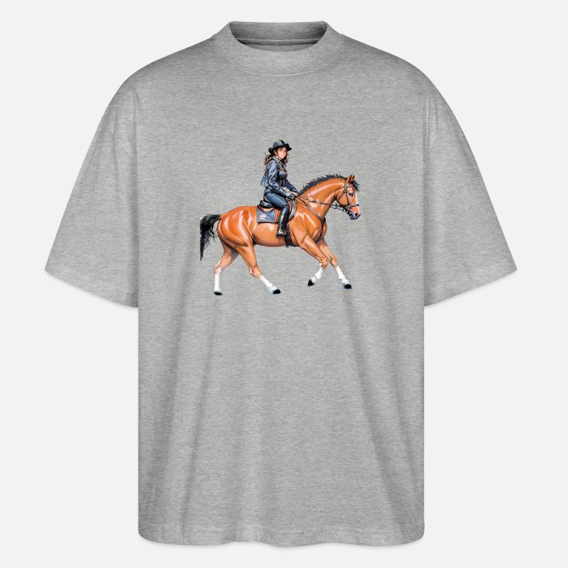 Pferde - Stanley/Stella Oversized Unisex Bio T-Shirt Blaster 2.0 - Grau meliert
