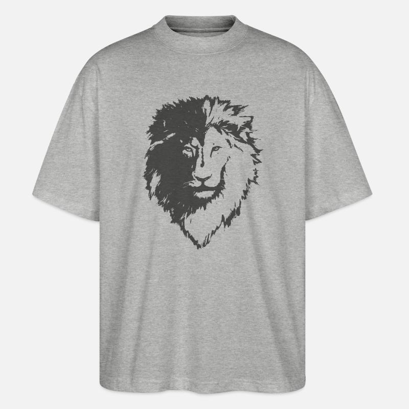 Löwe Silhouette - Stanley/Stella Oversized Unisex Bio T-Shirt Blaster 2.0 - Grau meliert