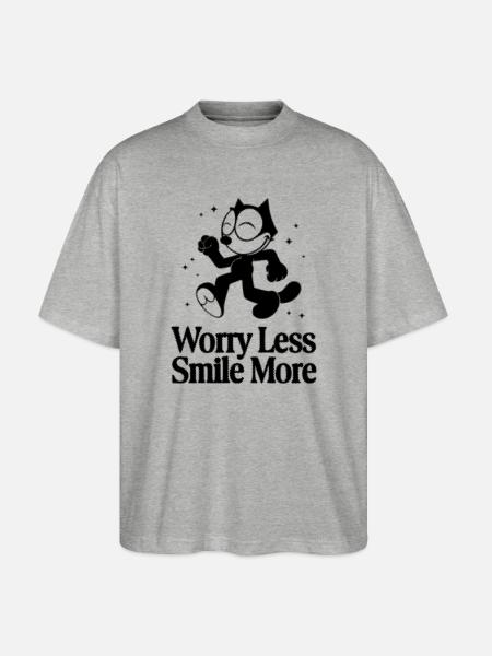 Felix katten ler Felix med ett leende - Ekologisk Oversized T-shirt Unisex Stanley/Stella Blaster 2.0 - gråmelerad