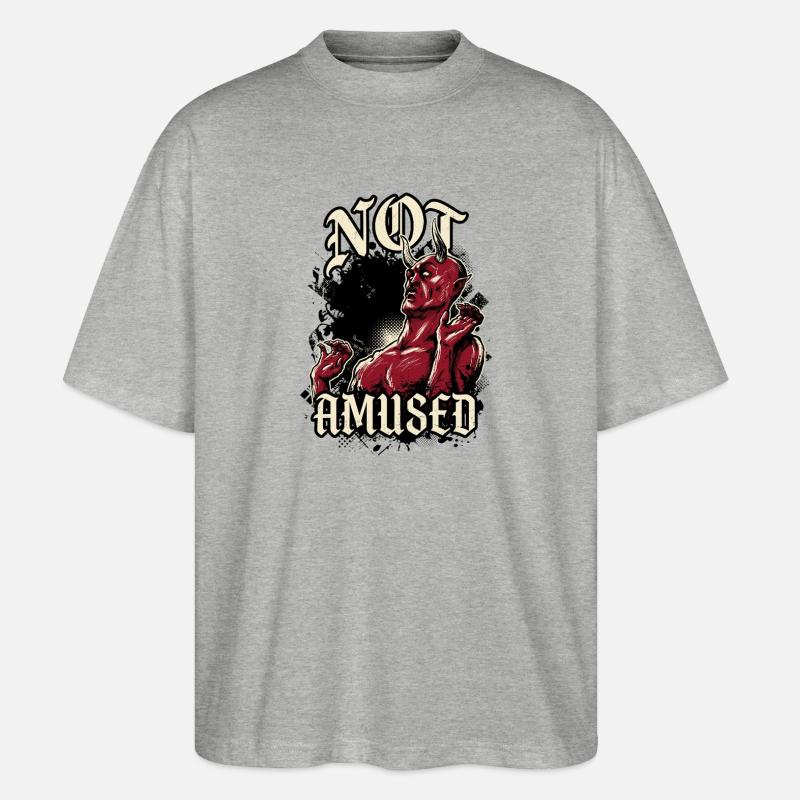 Red Devil Not Amused Funny - Stanley/Stella Oversized Unisex Organic T-shirt Blaster 2.0 - heather grey