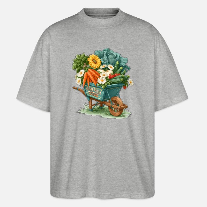 Veggie Patch Victory Garden Schubkarre - Stanley/Stella Oversized Unisex Bio T-Shirt Blaster 2.0 - Grau meliert