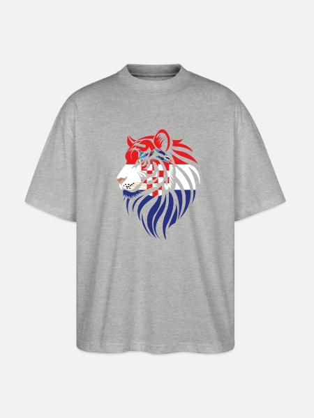 Croacia - Croatia - Tiger Flags - Stanley/Stella Oversized Unisex Organic T-shirt Blaster 2.0 - heather grey