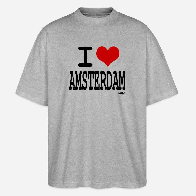 i love amsterdam - Stanley/Stella Oversized Unisex Bio T-Shirt Blaster 2.0 - Grau meliert