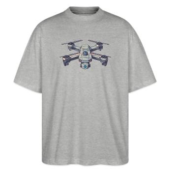 Mir Reicht's Ich Geh Drohne Fliegen Drohnen Pilot - Stanley/Stella Oversized Unisex Bio T-Shirt Blaster 2.0 - Grau meliert - Vorne - Alina (178cm) & Michal (187cm)