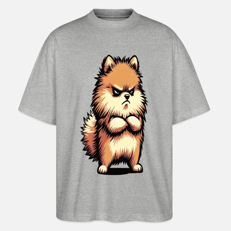 Zwergspitz Zwergspitze Zwerspitzhalter Spitz - Stanley/Stella Oversized Unisex Bio T-Shirt Blaster 2.0 - Grau meliert