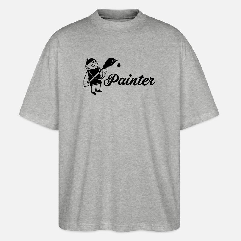 Maler mit Pinsel Text painter - Stanley/Stella Oversized Unisex Bio T-Shirt Blaster 2.0 - Grau meliert