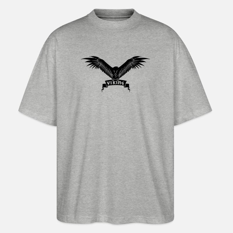 Wikingerkrähe - Stanley/Stella Oversized Unisex Bio T-Shirt Blaster 2.0 - Grau meliert