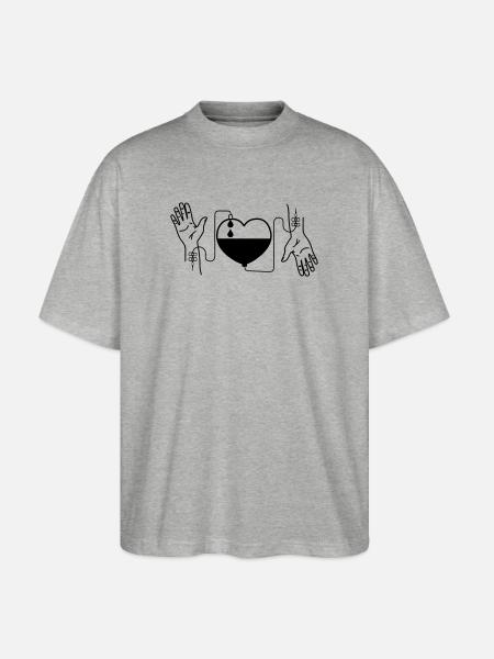 Blutspendende Herzhände - Stanley/Stella Oversized Unisex Bio T-Shirt Blaster 2.0 - Grau meliert