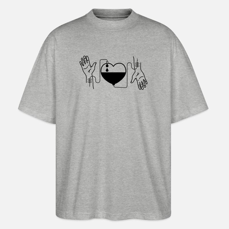 Blutspendende Herzhände - Stanley/Stella Oversized Unisex Bio T-Shirt Blaster 2.0 - Grau meliert