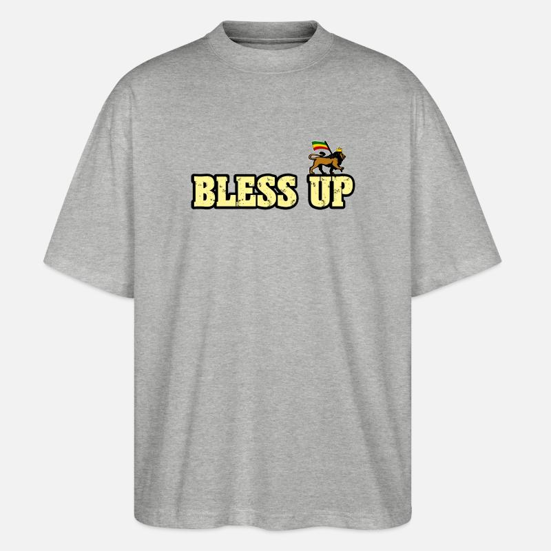 Dub Reggae Bless Up - Stanley/Stella Oversized Unisex Bio T-Shirt Blaster 2.0 - Grau meliert