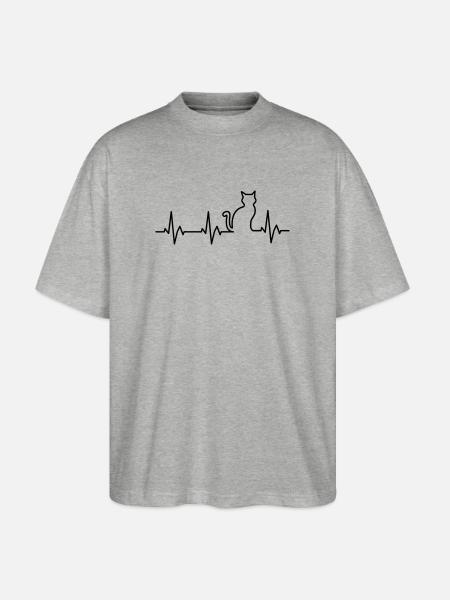 Katzen-Rettungsleine - Stanley/Stella Oversized Unisex Bio T-Shirt Blaster 2.0 - Grau meliert