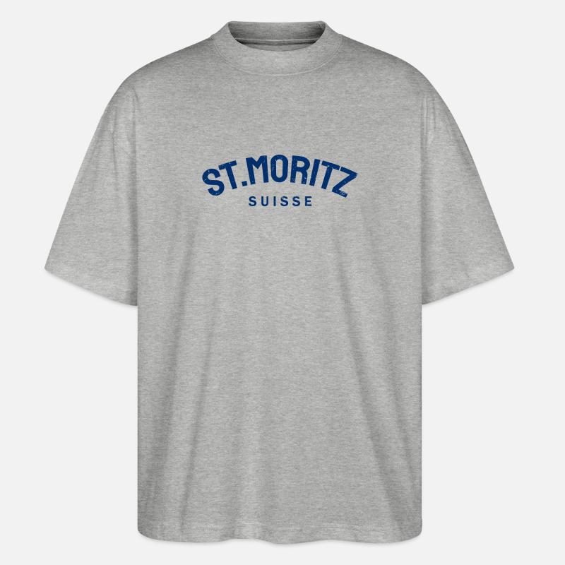 St. Moritz - Suisse - Schweiz - Swiss - Stanley/Stella Oversized Unisex Bio T-Shirt Blaster 2.0 - Grau meliert