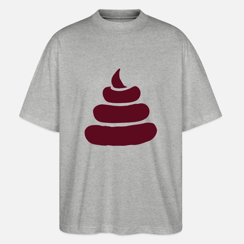 Shit, Häufchen Illustration - Stanley/Stella Oversized Unisex Bio T-Shirt Blaster 2.0 - Grau meliert