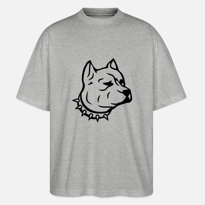 pit_dog_c1 - Stanley/Stella Oversized Unisex Bio T-Shirt Blaster 2.0 - Grau meliert