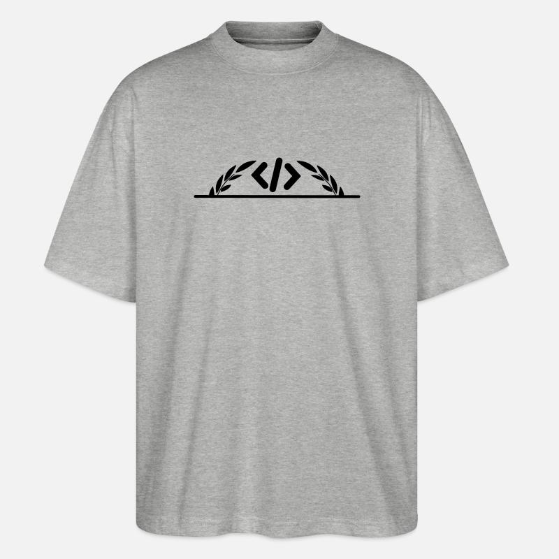 Code-Logo im halben Lorbeerkranz - Stanley/Stella Oversized Unisex Bio T-Shirt Blaster 2.0 - Grau meliert