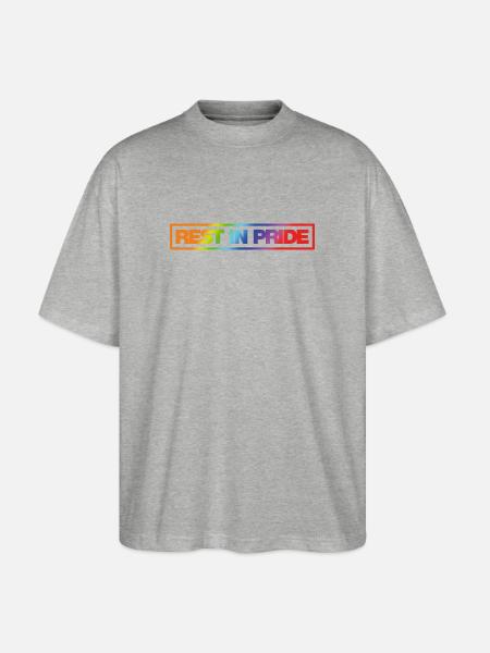 REST IN PRIDE (R.I.P.) Rainbow - Stanley/Stella Oversized Unisex Organic T-shirt Blaster 2.0 - heather grey