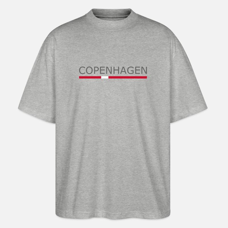Copenhague - Kopenhague - Drapeau du Danemark - Dänemark - T-shirt bio Blaster 2.0 coupe oversize Stanley/Stella Unisexe - gris chiné