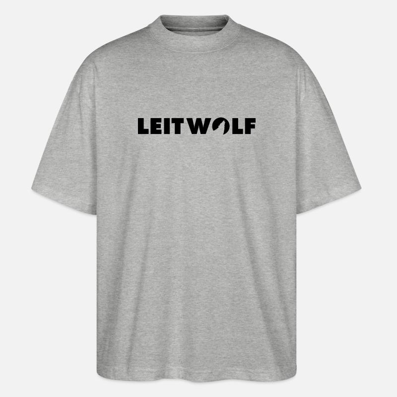 Leitwolf Schriftzug - Stanley/Stella Oversized Unisex Bio T-Shirt Blaster 2.0 - Grau meliert