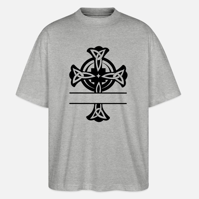 Keltisches Kreuz Logo oder Monogramm - Stanley/Stella Oversized Unisex Bio T-Shirt Blaster 2.0 - Grau meliert
