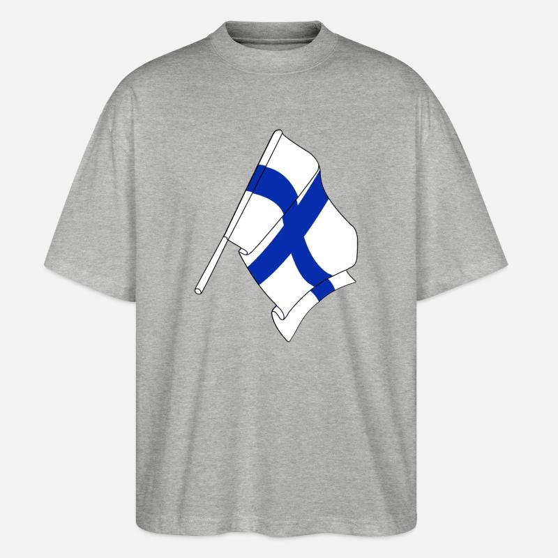 Drapeau de la Finlande - T-shirt bio Blaster 2.0 coupe oversize Stanley/Stella Unisexe - gris chiné