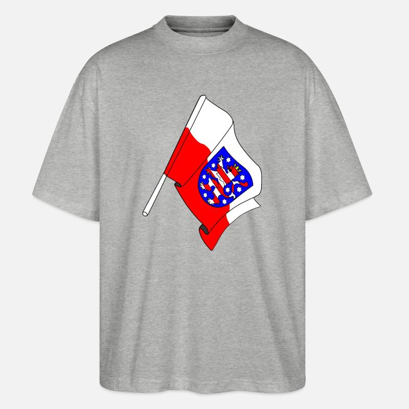 Drapeau de la Thuringe - T-shirt bio Blaster 2.0 coupe oversize Stanley/Stella Unisexe - gris chiné