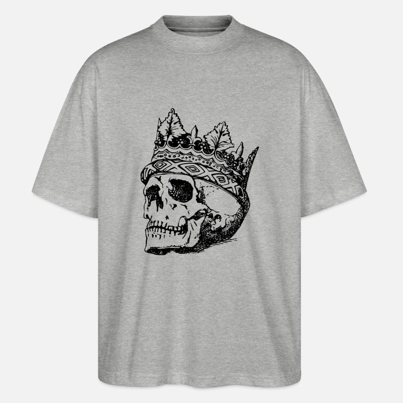 Totenkopf mit Krone - Stanley/Stella Oversized Unisex Bio T-Shirt Blaster 2.0 - Grau meliert