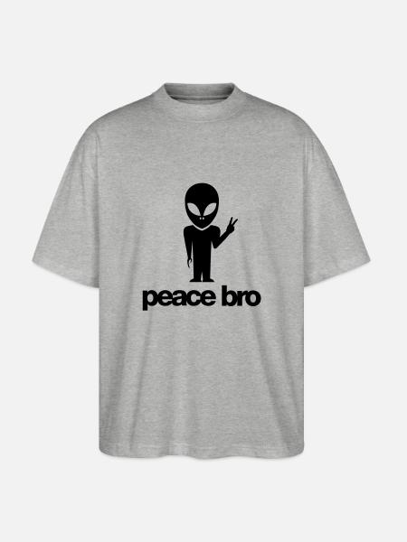 Peace bro alien - Stanley/Stella Oversized Unisex Bio T-Shirt Blaster 2.0 - Grau meliert