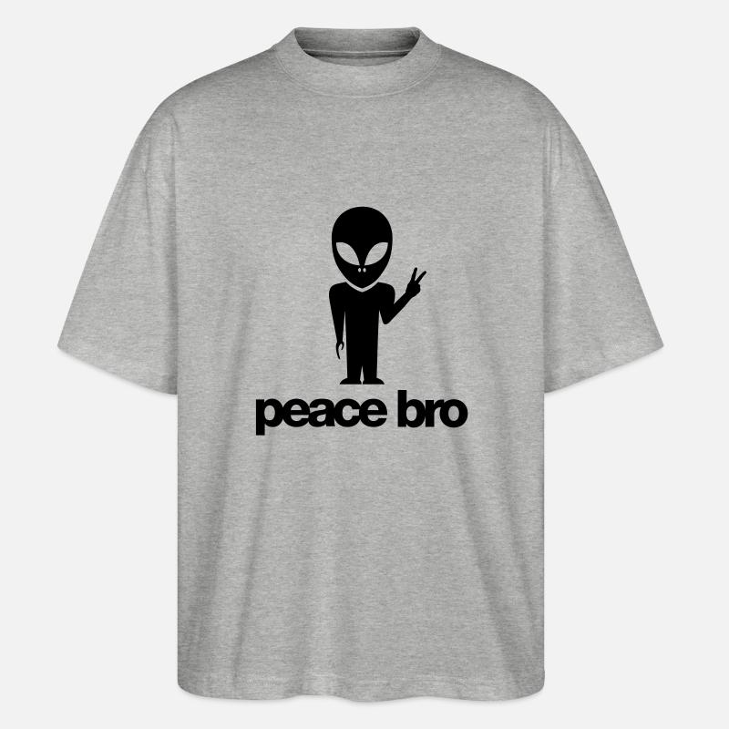 Peace bro alien - Stanley/Stella Oversized Unisex Bio T-Shirt Blaster 2.0 - Grau meliert