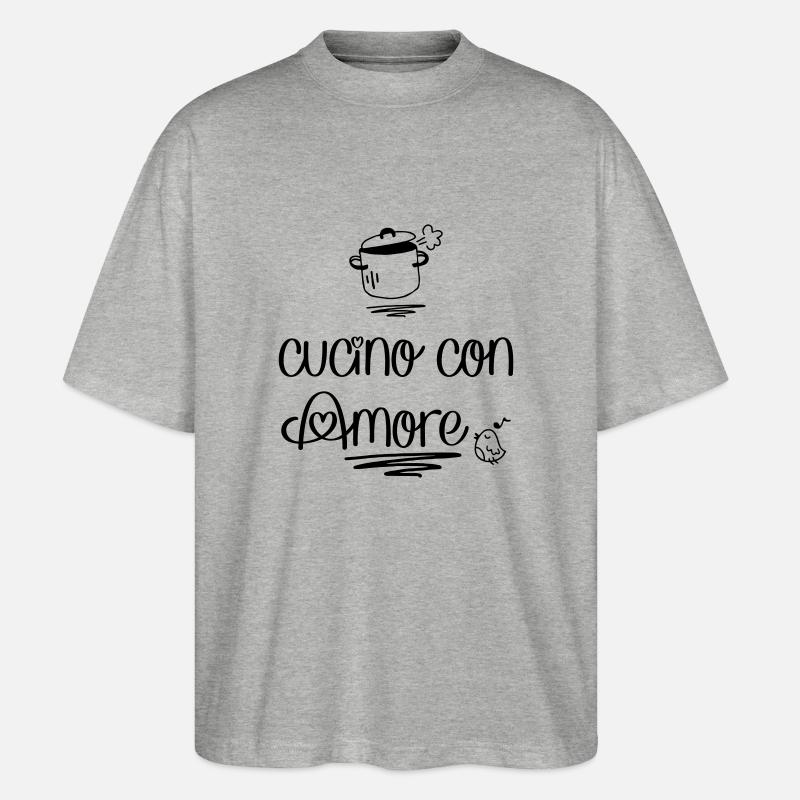 Kochen mit liebe - Stanley/Stella Oversized Unisex Bio T-Shirt Blaster 2.0 - Grau meliert