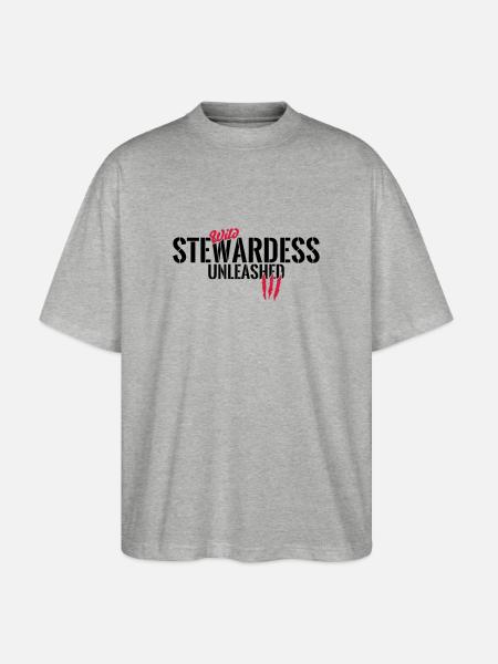 Wild stewardess unleashed - Stanley/Stella Oversized Unisex Organic T-shirt Blaster 2.0 - heather grey
