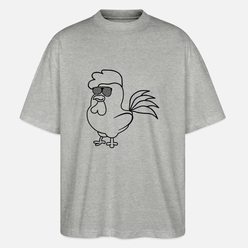 cooler_hahn_01 - Stanley/Stella Oversized Unisex Bio T-Shirt Blaster 2.0 - Grau meliert