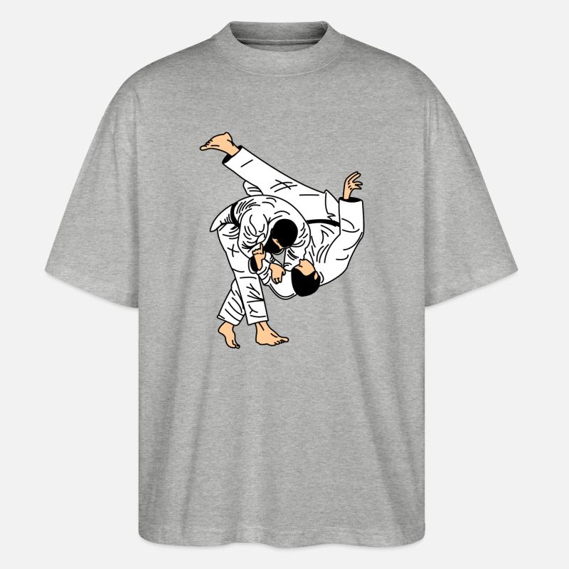 Judo-Wurf im weißen Anzug oder Kimono - Stanley/Stella Oversized Unisex Bio T-Shirt Blaster 2.0 - Grau meliert