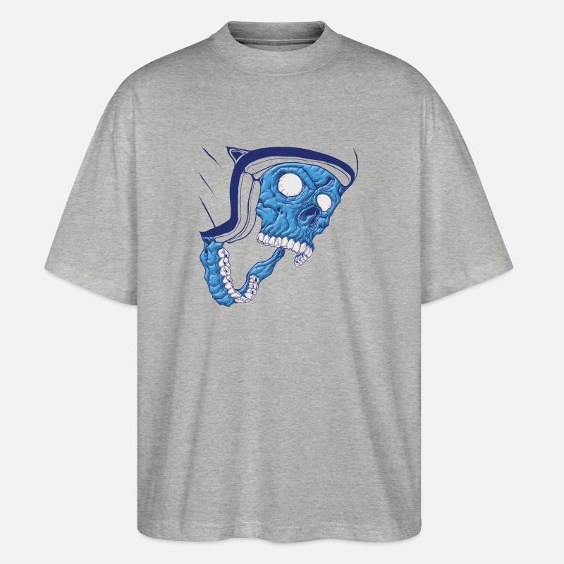 Schädel Kopf - Stanley/Stella Oversized Unisex Bio T-Shirt Blaster 2.0 - Grau meliert