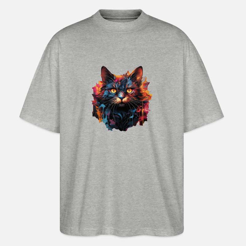 Katze - Stanley/Stella Oversized Unisex Bio T-Shirt Blaster 2.0 - Grau meliert