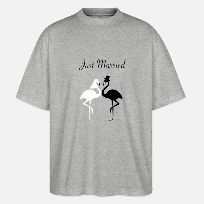 Flamingos - just married - Stanley/Stella Oversized Unisex Bio T-Shirt Blaster 2.0 - Grau meliert