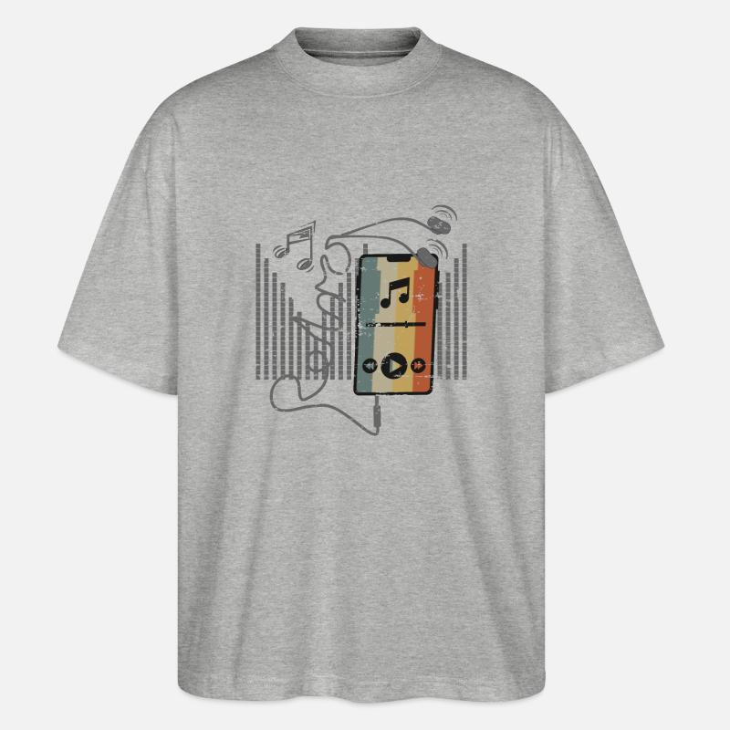 Retro Musik Player - Stanley/Stella Oversized Unisex Bio T-Shirt Blaster 2.0 - Grau meliert