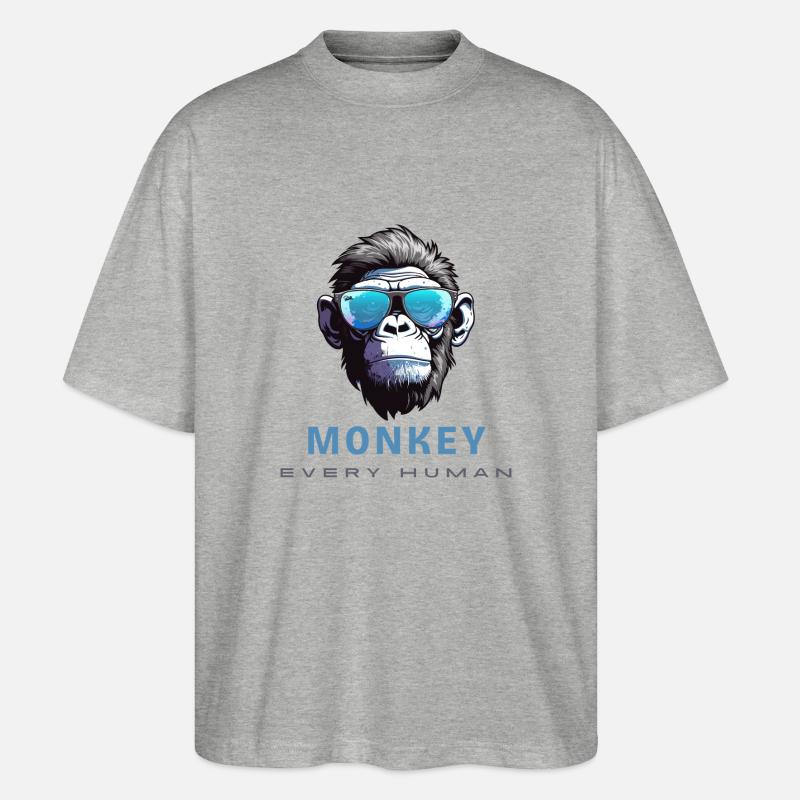 Cartoon Monkey - Stanley/Stella Oversized Unisex Bio T-Shirt Blaster 2.0 - Grau meliert