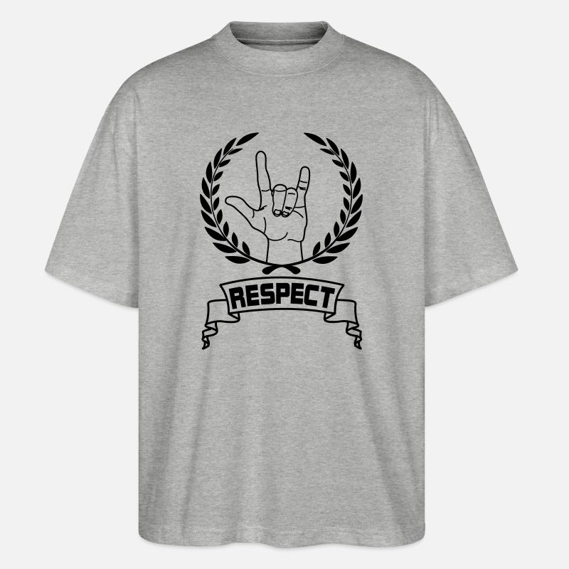 Hand gesture respect with text RESPECT - Stanley/Stella Oversized Unisex Organic T-shirt Blaster 2.0 - heather grey