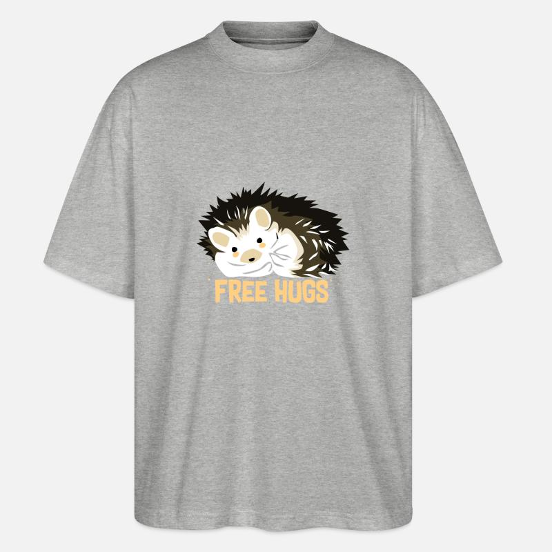 Umarmung Igel - Stanley/Stella Oversized Unisex Bio T-Shirt Blaster 2.0 - Grau meliert